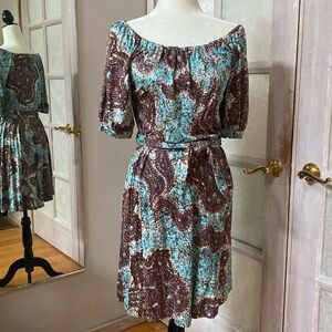 NIEVES LAVI Silk Peasant Boho Dress